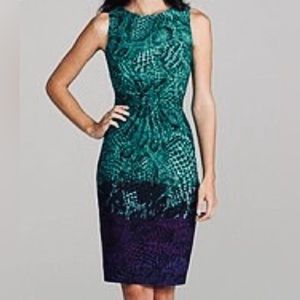 Calvin Klein, Size 14, Green-Purple, Ombré Snakeskin Bodycon Dress